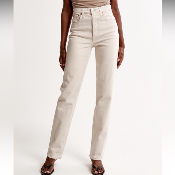 Abercrombie Ultra High Rise 90s Straight Jean in Stone - Picture 5 of 12